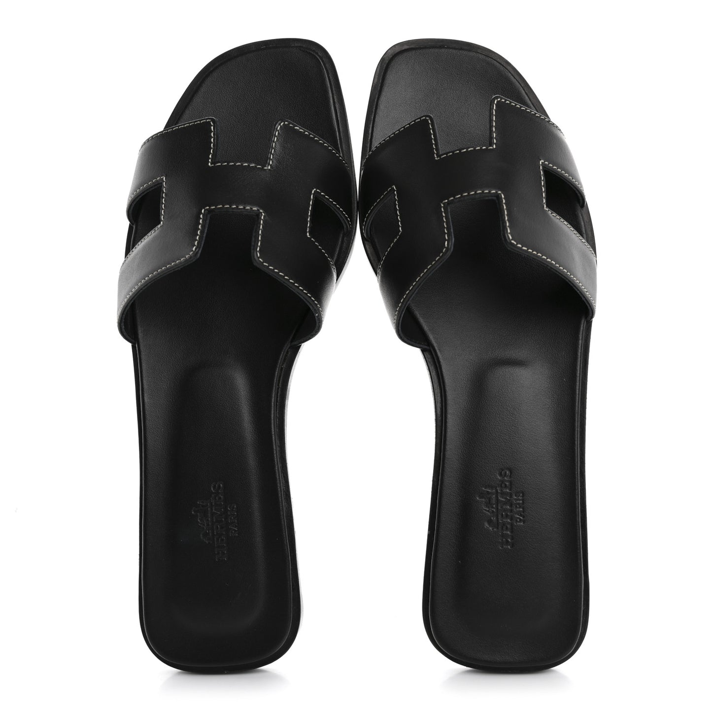 Box Calfskin Oran Sandals 38 Black