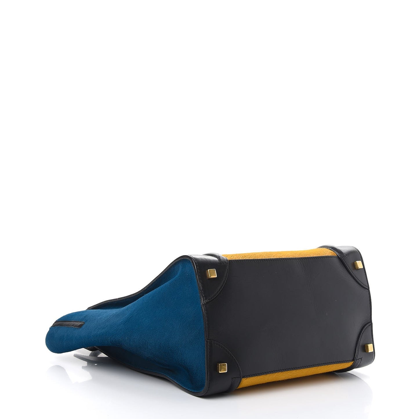 Pony Hair Tri-color Mini Luggage Royal Blue