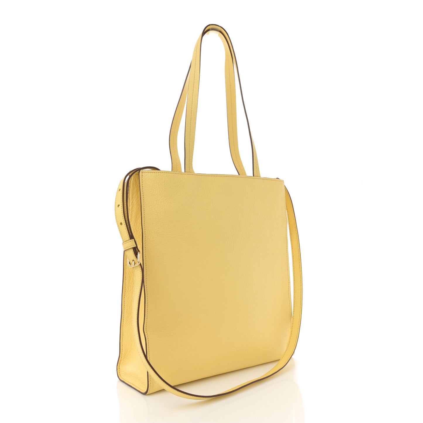 Goatskin Logo Embossed Shopping Tote Limone