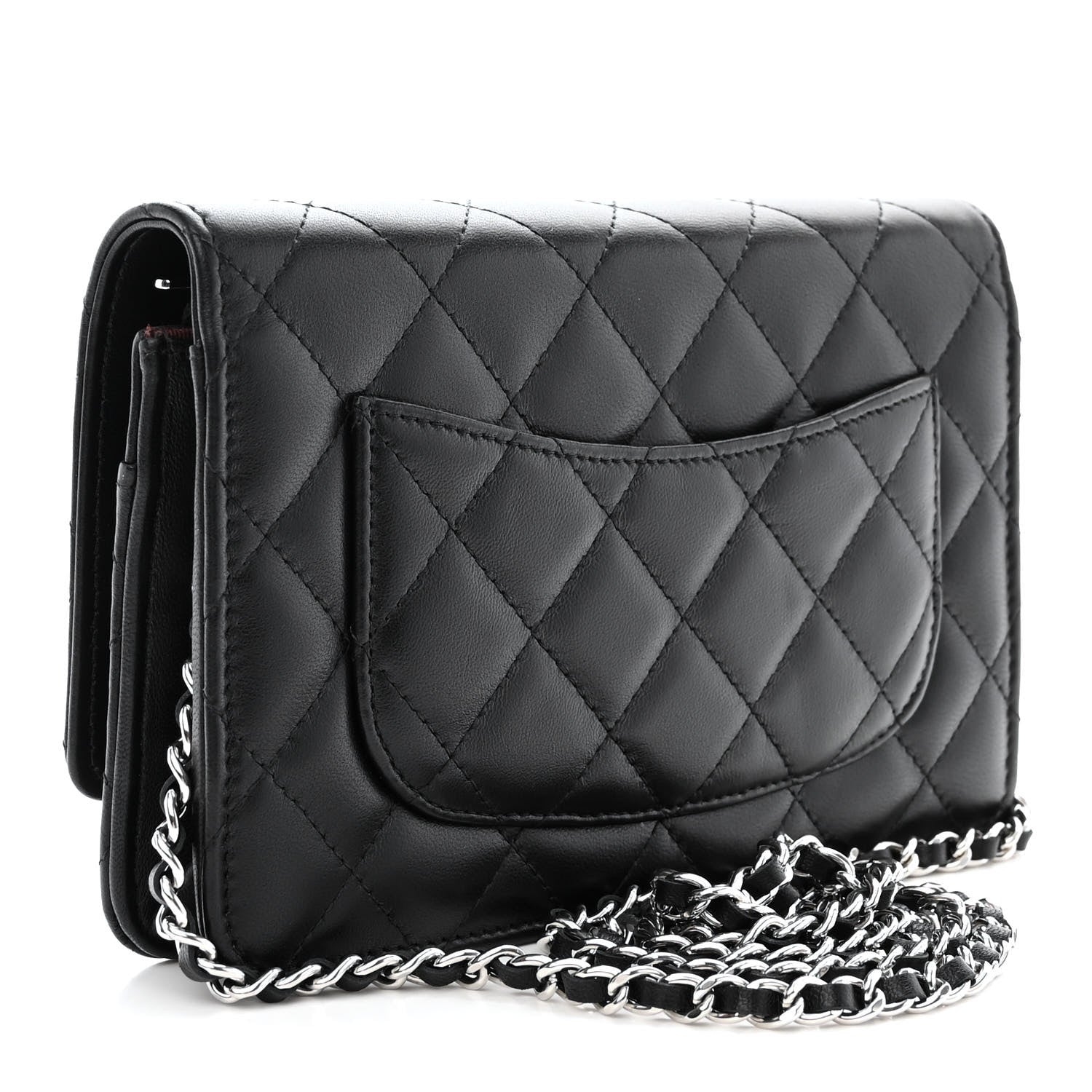 Chanel Lambskin Quilted Wallet On Chain WOC Black 3 of 12