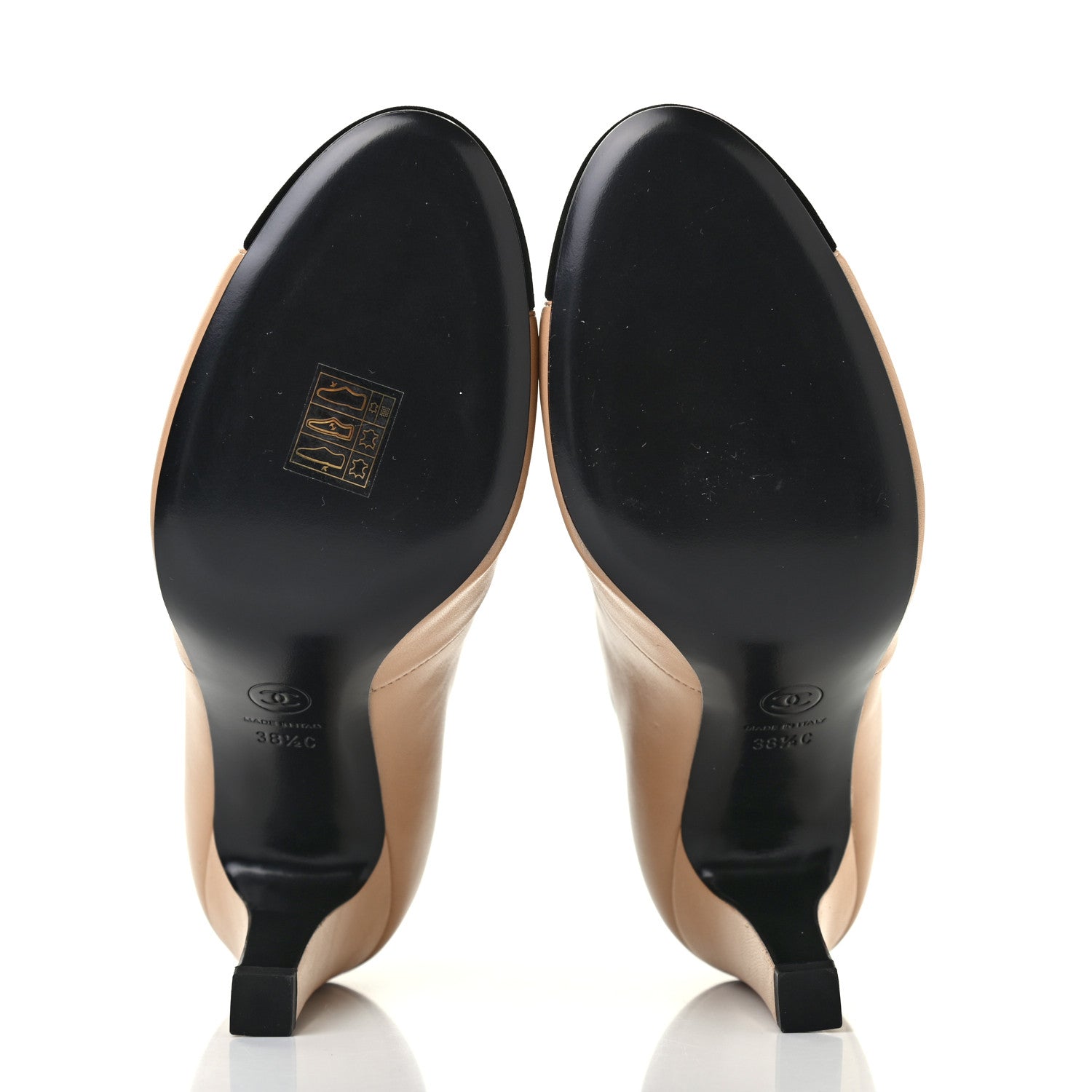 Chanel Lambskin Velvet CC Bow Cap Toe Short Boots 38.5 Beige Black 5 of 8