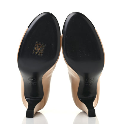 Chanel Lambskin Velvet CC Bow Cap Toe Short Boots 38.5 Beige Black 5 of 8