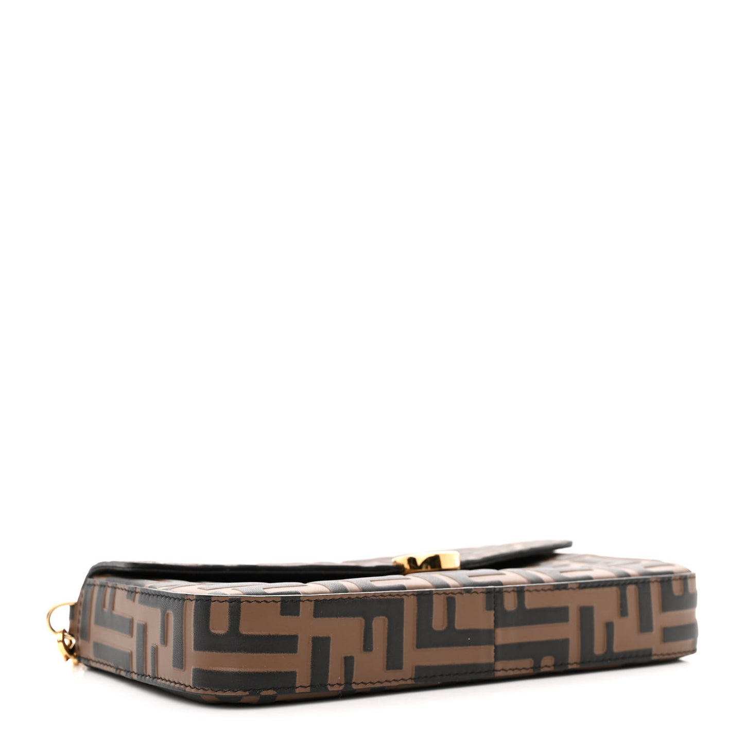 Vitello Soft F is Fendi Bi-Color FF 1974 Embossed Envelope Wallet On Chain with Pouches Maya Black