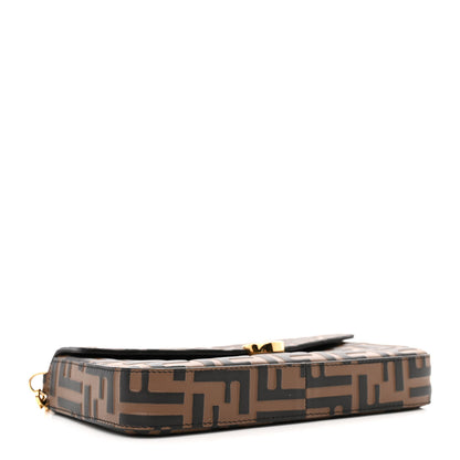 Fendi Vitello Soft F is Fendi Bi-Color FF 1974 Embossed Envelope Wallet On Chain with Pouches Maya Black 5 of 13
