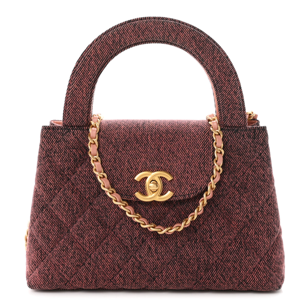 Chanel Denim Quilted Nano Kelly Shopper Orange Black 2 of 21