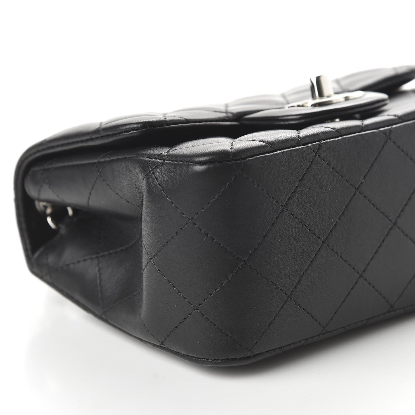 Lambskin Quilted Mini Square Flap Black
