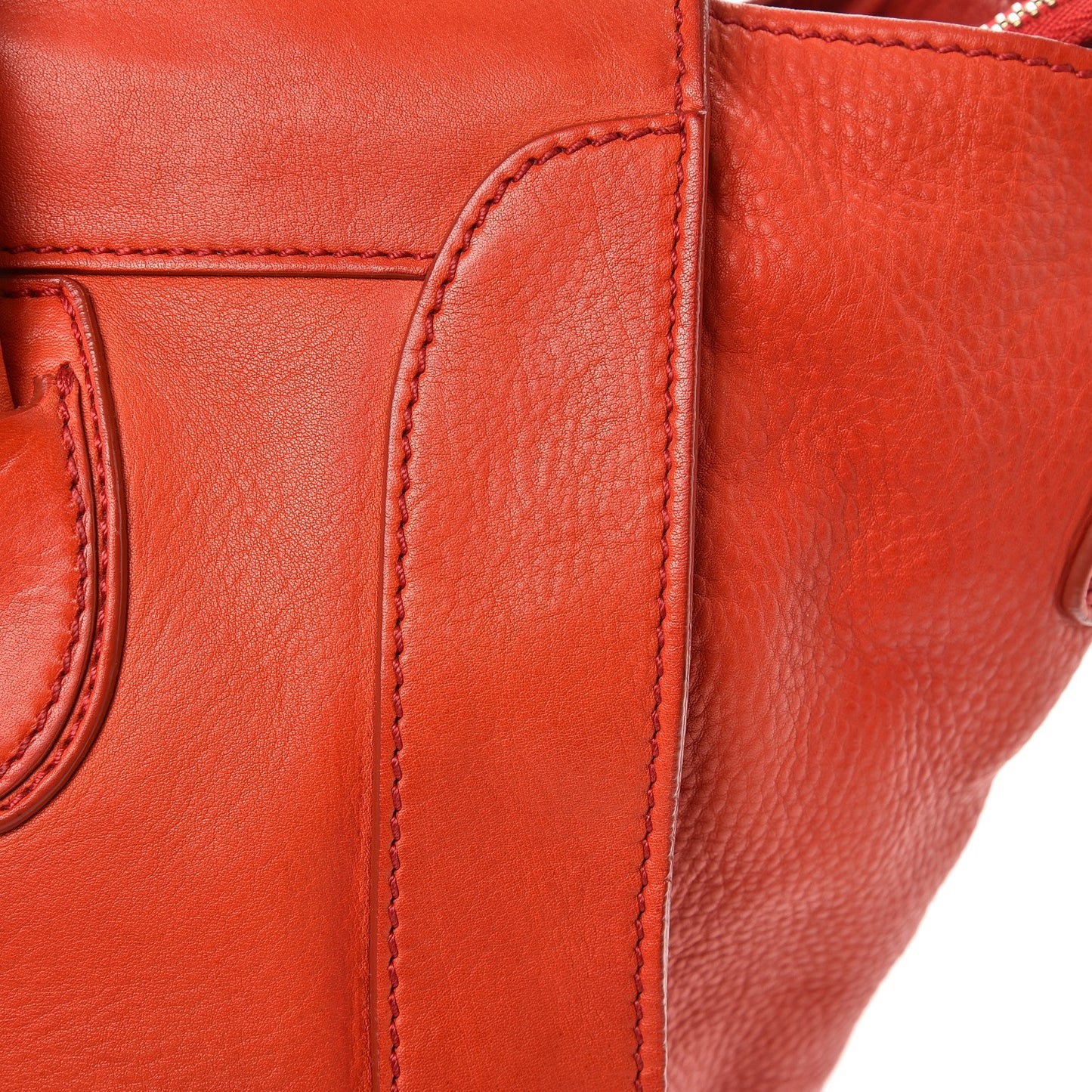 Drummed Calfskin Mini Luggage Vermillion