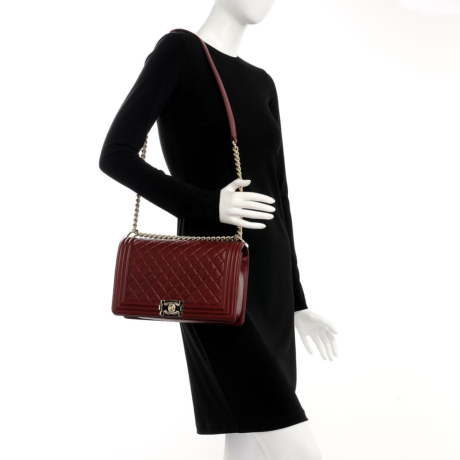Chanel Lambskin Quilted New Medium Boy Flap Dark Red 2 of 7