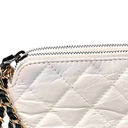 Chanel Aged Calfskin Quilted Small Gabrielle Clutch With Chain White Black 15 of 17