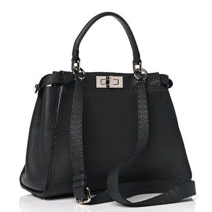 Fendi Calfskin Romano Selleria Medium Peekaboo Iconic Satchel Asfalto Latte 2 of 11