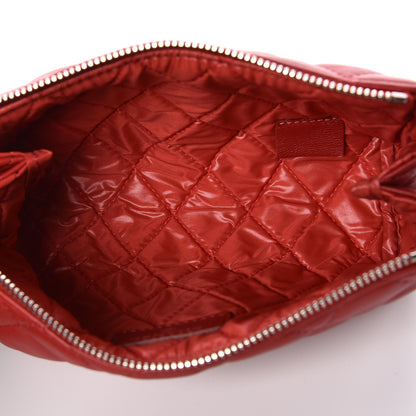 Chanel Lambskin Quilted Pouch Cosmetic Case Red 5 of 8