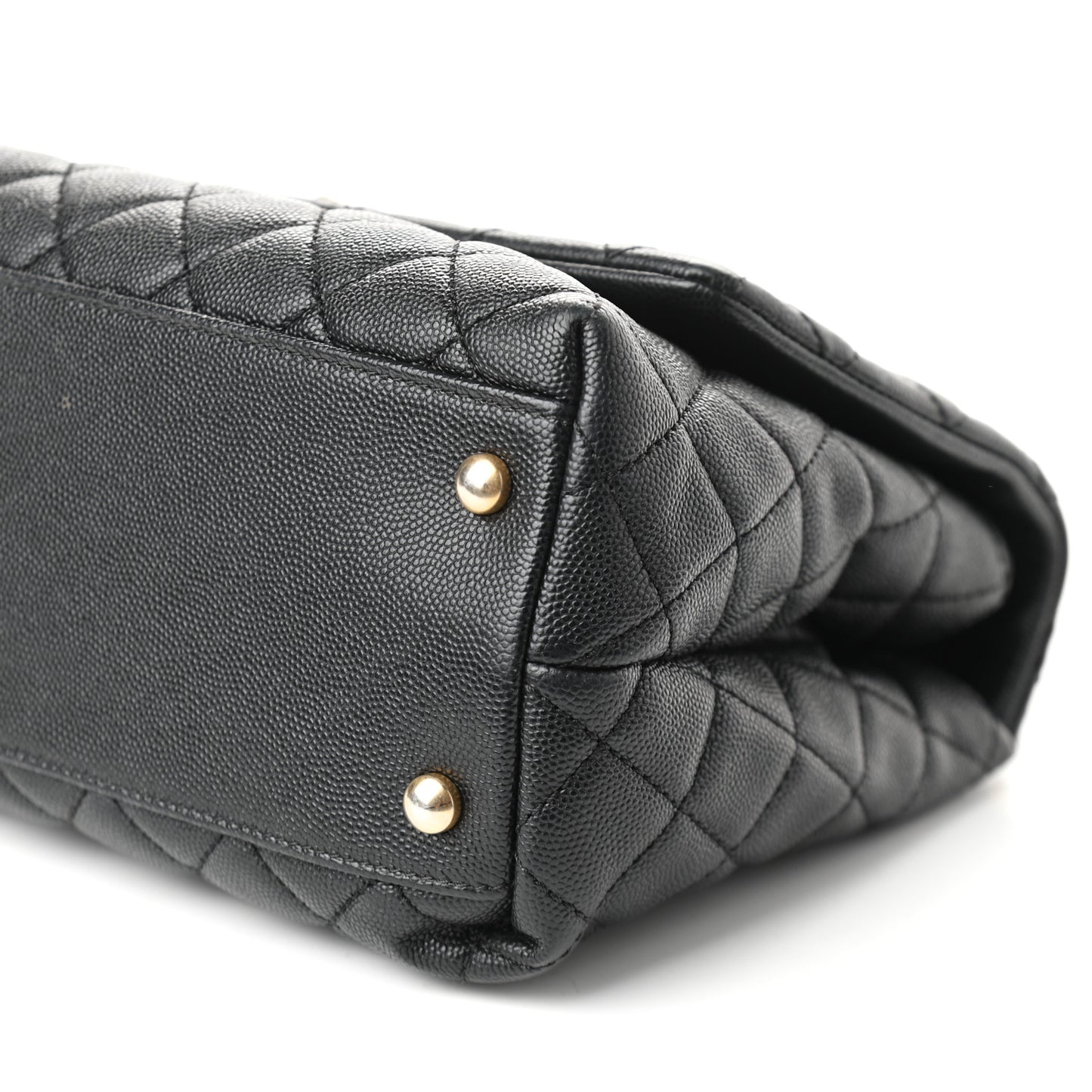 Caviar Elaphe Quilted Small Coco Handle Flap Black