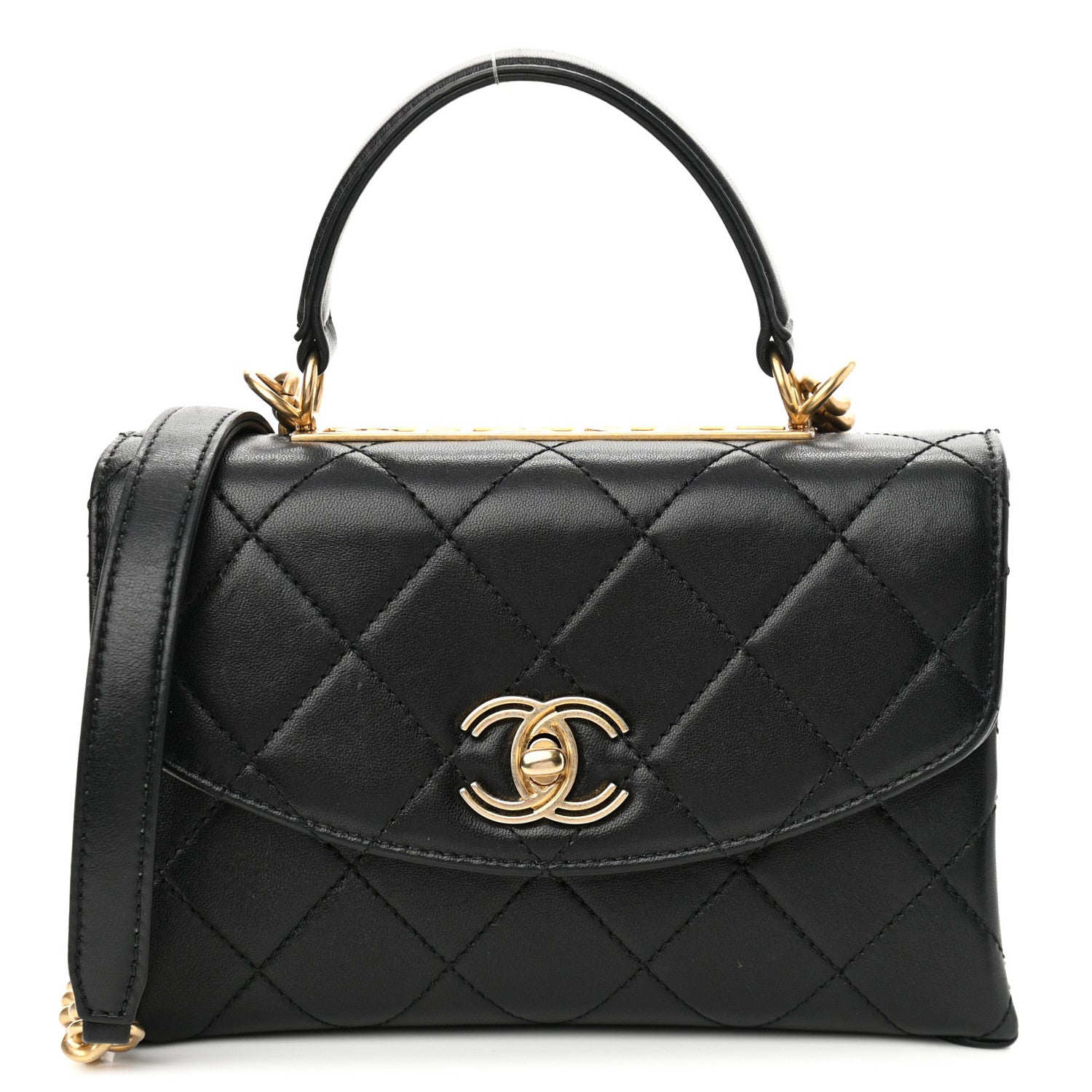 Chanel Lambskin Quilted Small Trendy Spirit Top Handle Bag Black 1 of 11