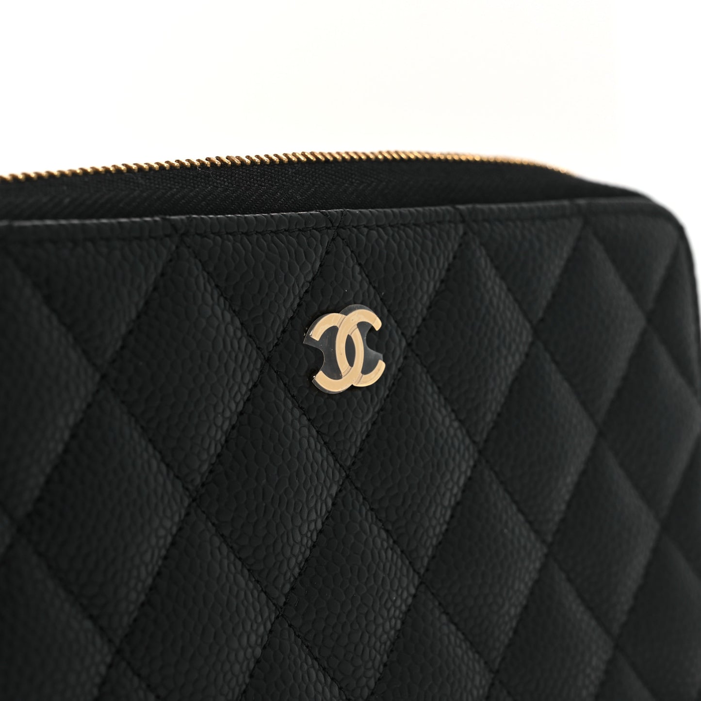 Caviar Quilted Large Gusset Zip Around Wallet Black