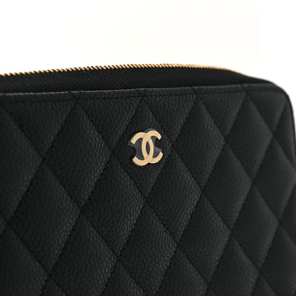 Chanel Caviar Quilted Large Gusset Zip Around Wallet Black 18 of 20