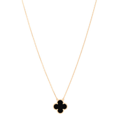 Van Cleef & Arpels 18K Yellow Gold Black Onyx Vintage Alhambra Pendant Necklace 1 of 6