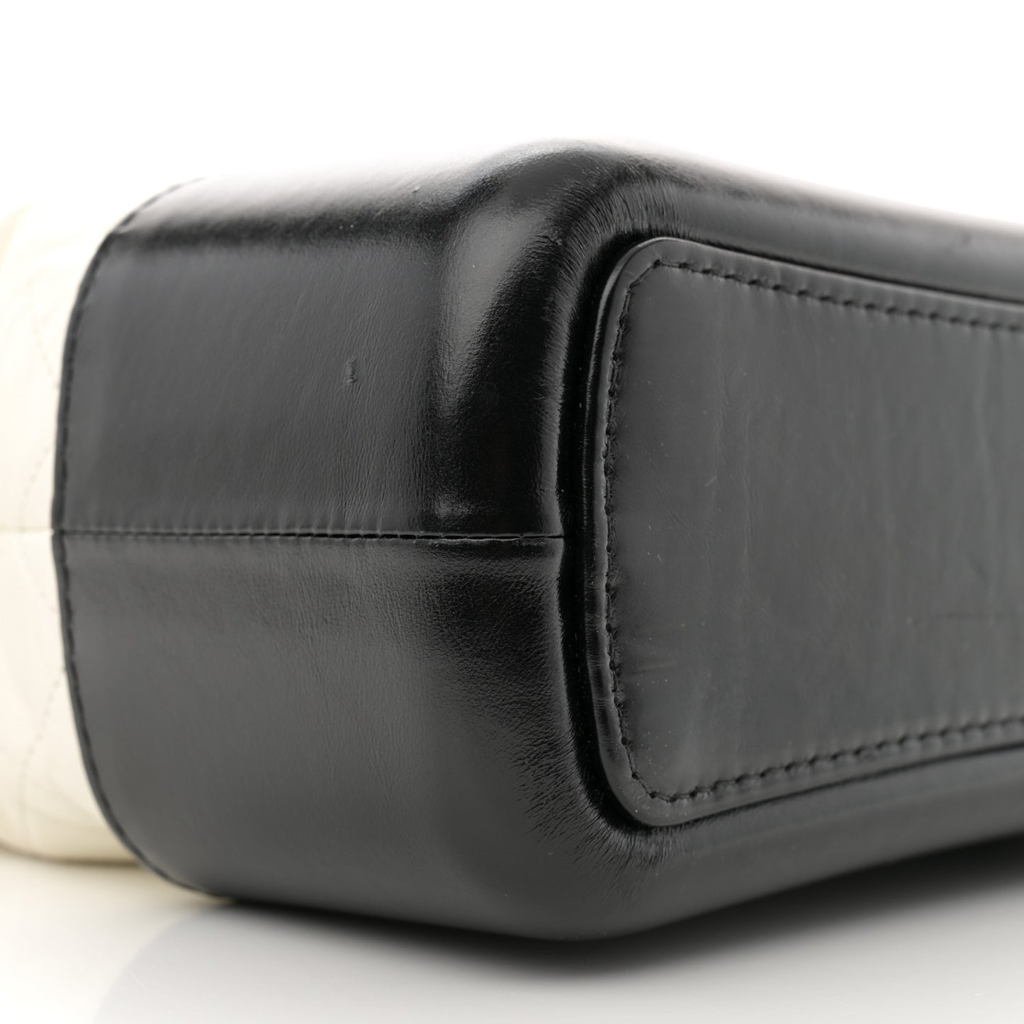 Aged Calfskin Quilted Medium Gabrielle Hobo Black White