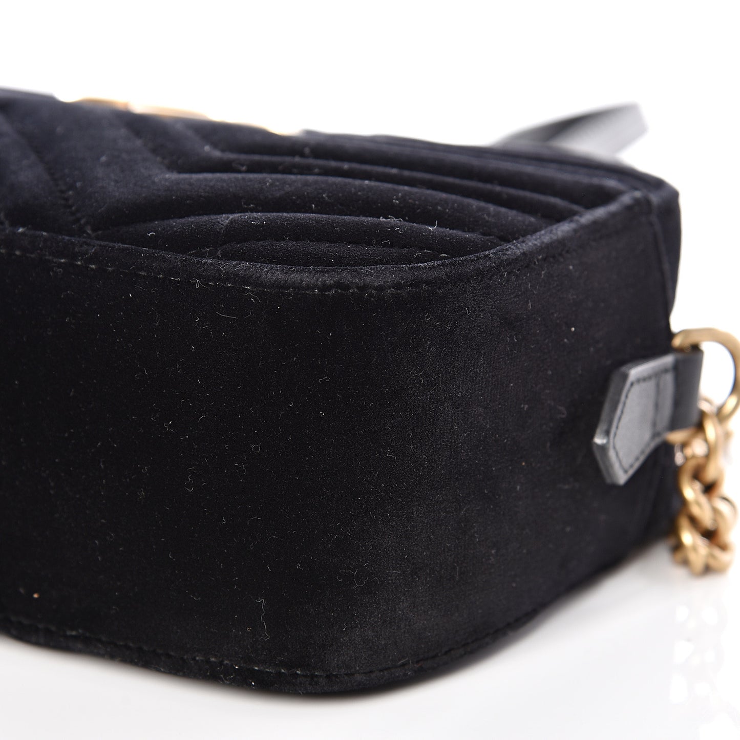 Velvet Matelasse Small GG Marmont Chain Shoulder Bag Black