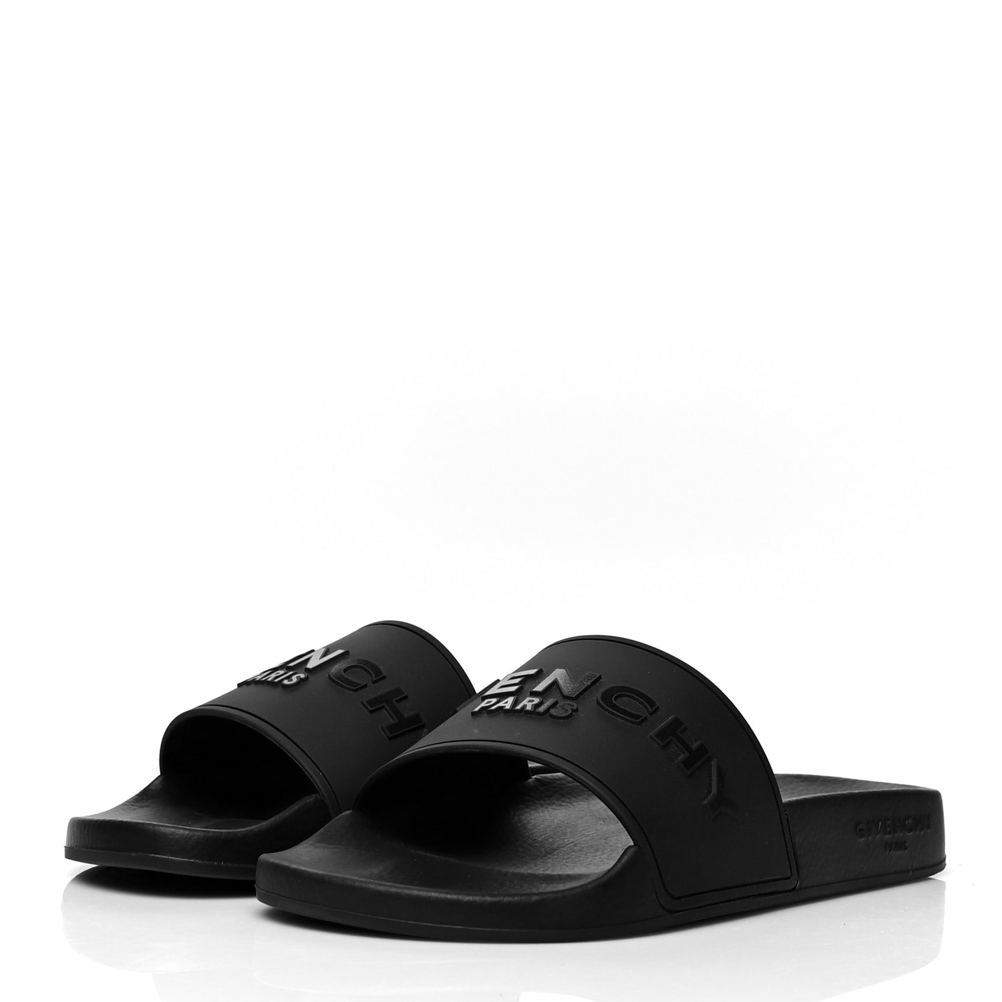 Rubber Logo Pool Slide Sandals 38 Black