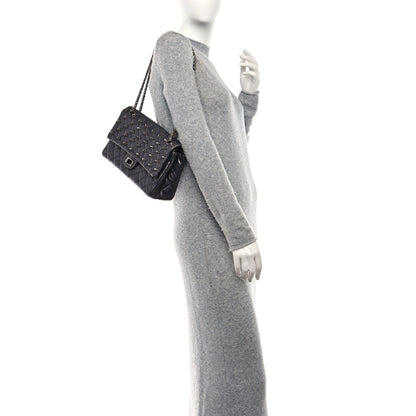 Chanel Metallic Aged Calfskin Quilted Studded 2.55 Reissue 226 Flap Dark Silver 3 of 9