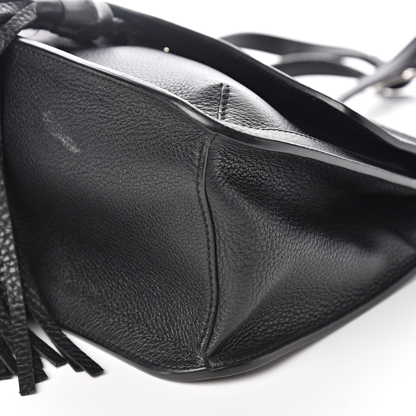 Pebbled Calfskin Medium Bamboo Daily Flap Shoulder Bag Black