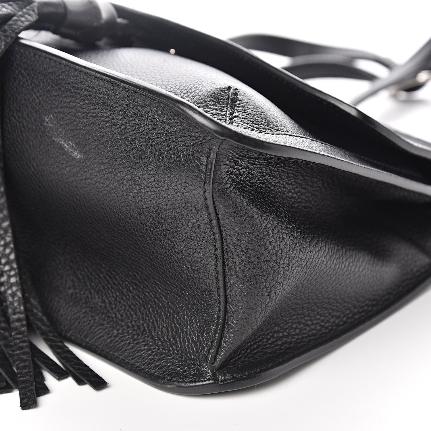 Gucci Pebbled Calfskin Medium Bamboo Daily Flap Shoulder Bag Black 7 of 9