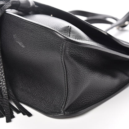 Gucci Pebbled Calfskin Medium Bamboo Daily Flap Shoulder Bag Black 7 of 9
