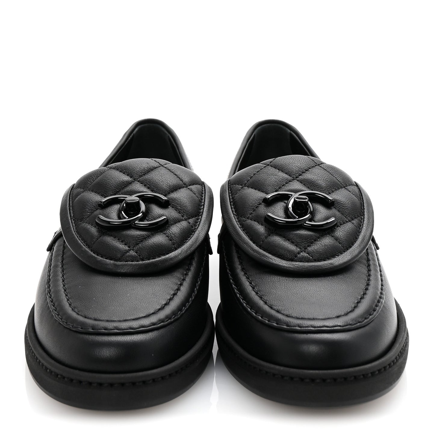 Lambskin Quilted CC Turnlock Loafers 36 Black