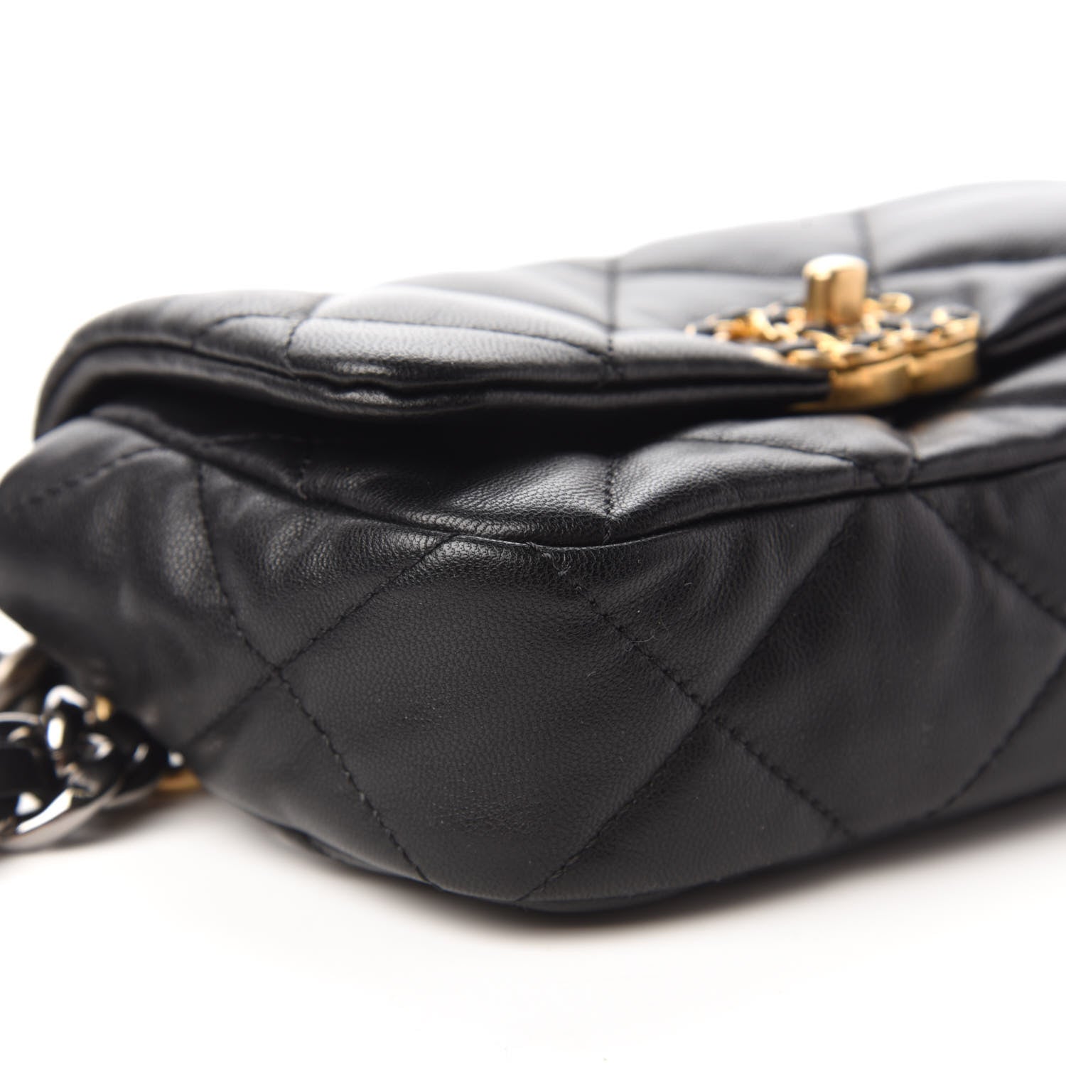 Chanel Goatskin Quilted Chanel 19 Waist Bag Black 6 of 11