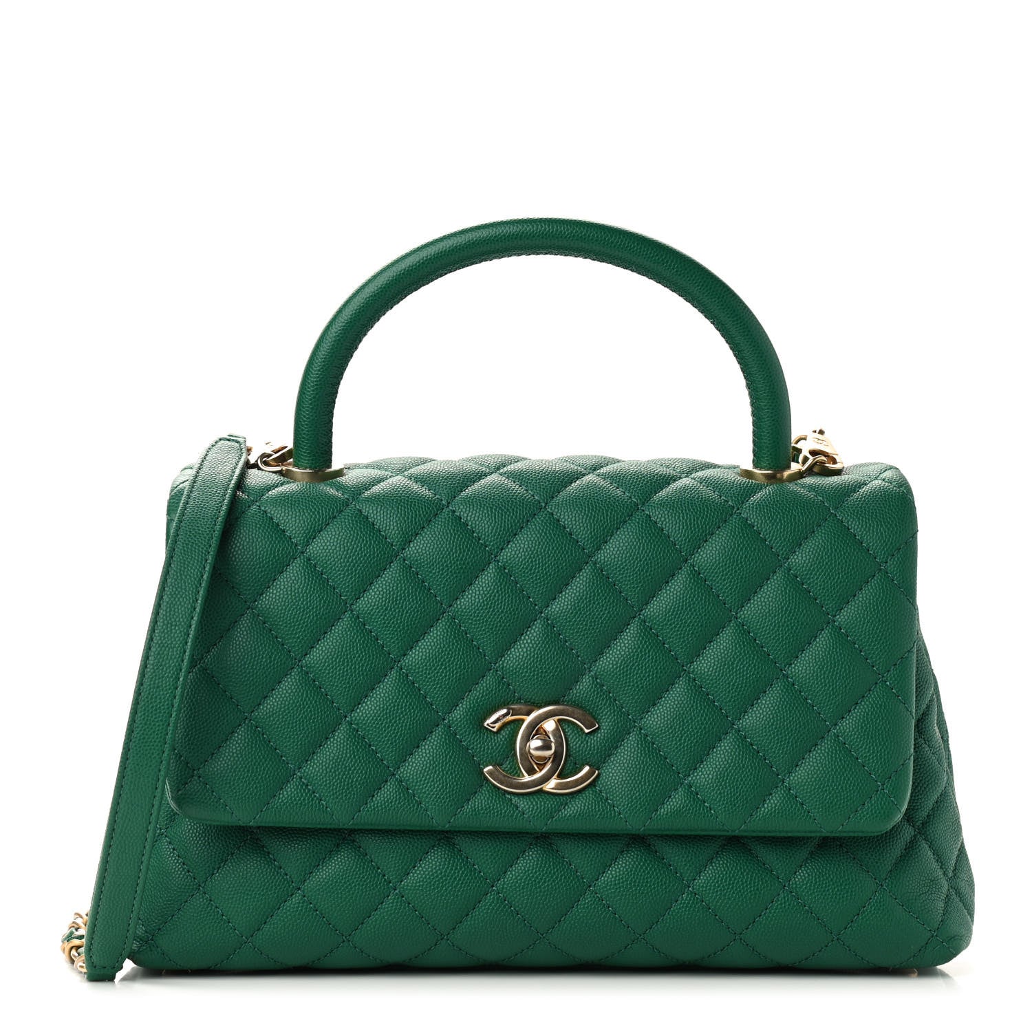 Chanel Caviar Quilted Small Coco Handle Flap Green 1 of 9