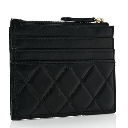 Chanel Lambskin Quilted CC Zip Card Holder Black 3 of 8