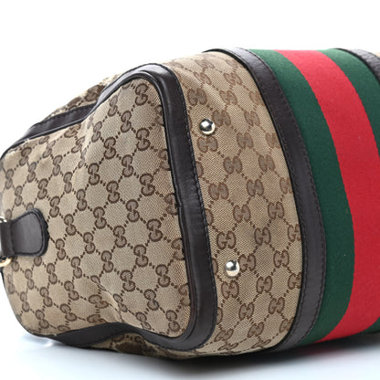 Gucci Monogram Vintage Web Medium Boston Dark Brown 25 of 26