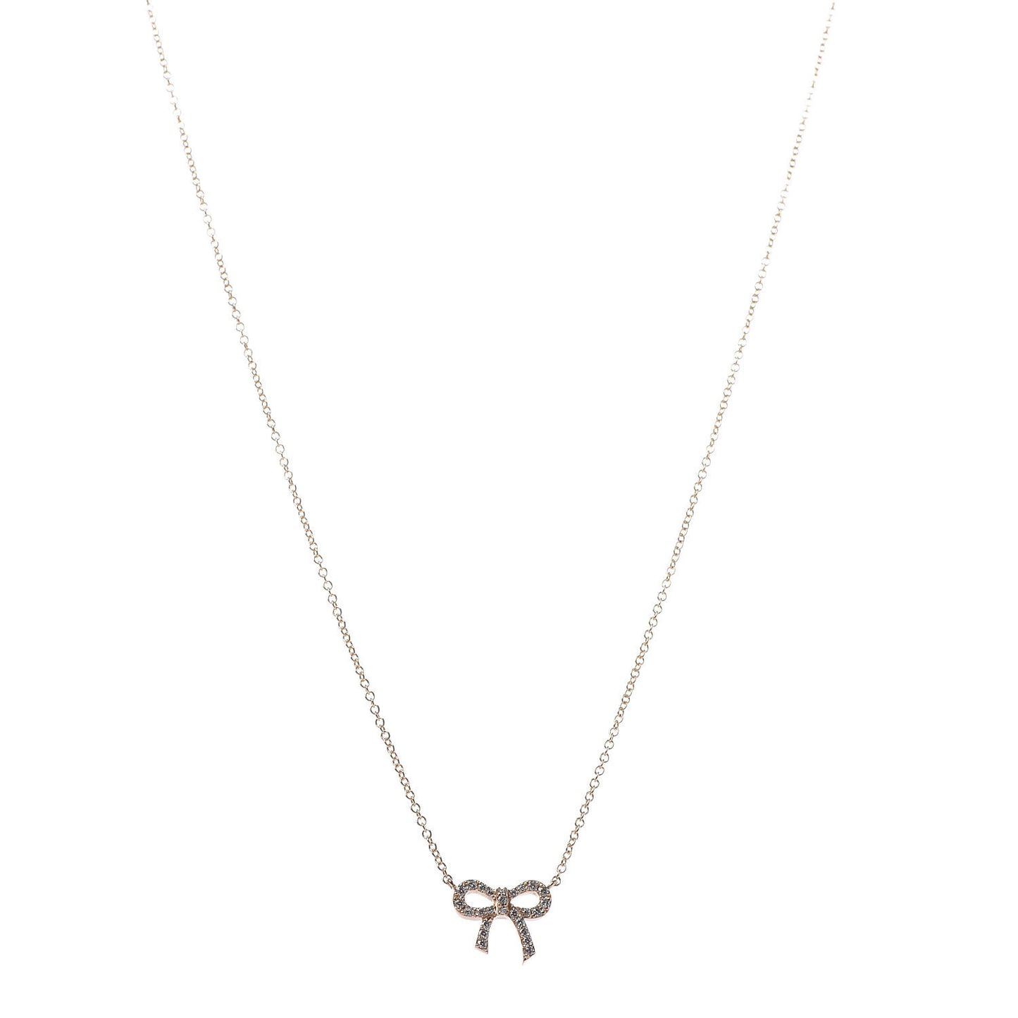 18K Yellow Gold Diamond Bow Pendant Necklace