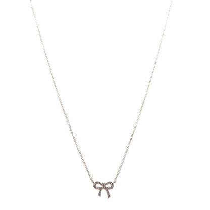 Tiffany 18K Yellow Gold Diamond Bow Pendant Necklace 1 of 5