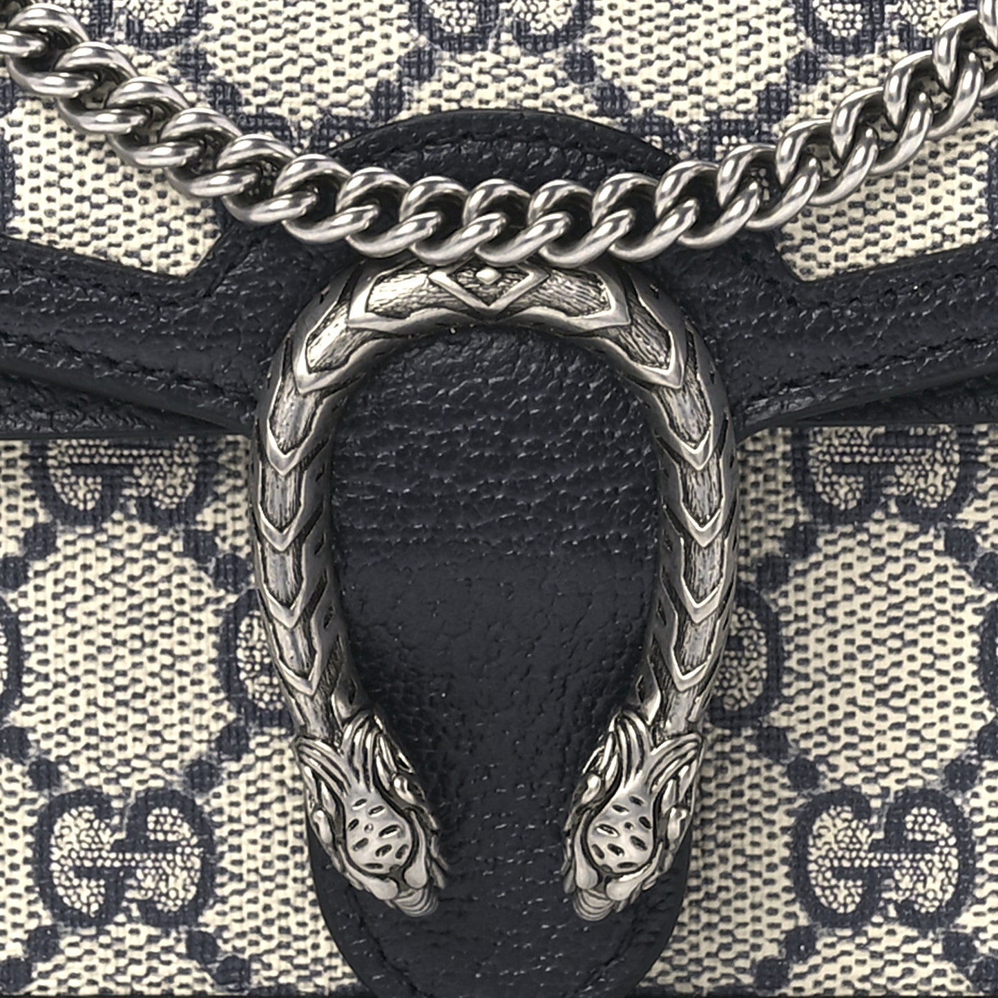 GG Supreme Monogram Textured Dollar Calfskin Super Mini Dionysus Shoulder Bag Beige Blue