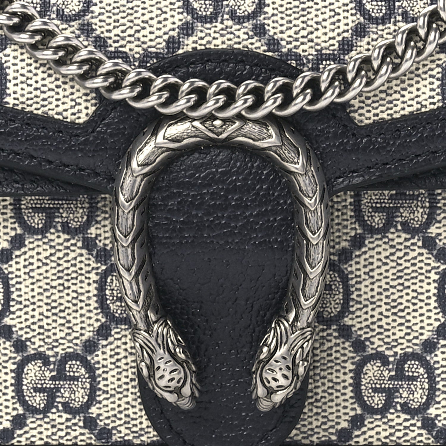 Gucci GG Supreme Monogram Textured Dollar Calfskin Super Mini Dionysus Shoulder Bag Beige Blue 7 of 11