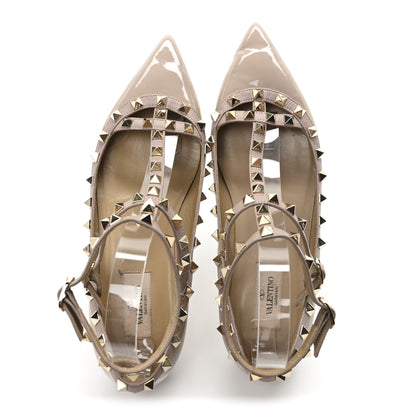 Valentino Garavani Patent Rockstud Cage Ballerina Flats 38.5 Poudre 2 of 8
