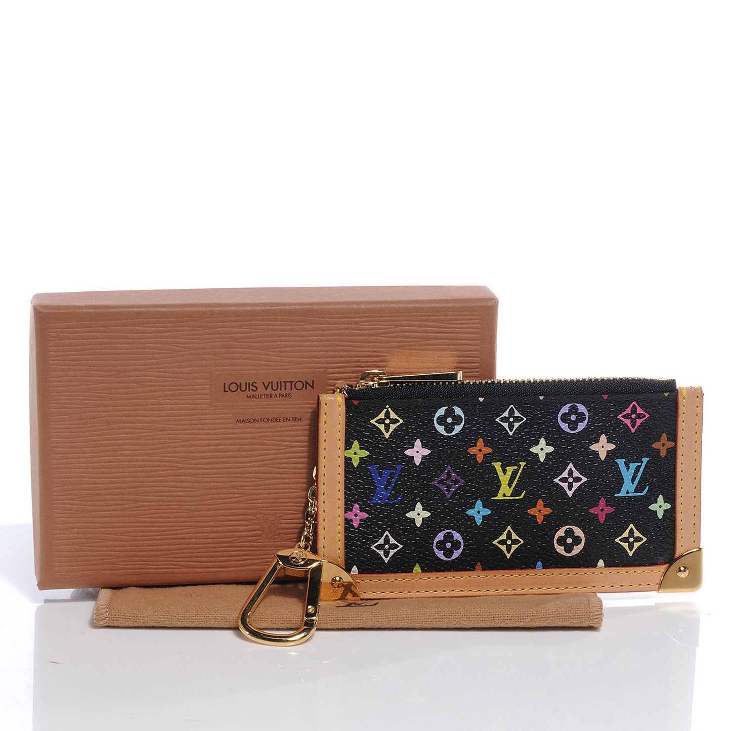 Monogram Multicolor Key Pouch Black
