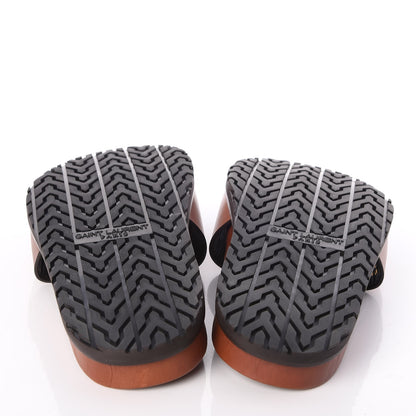 Saint Laurent Calfskin Monogram Jimmy Joan Slide Sandals 39 Whiskey 5 of 9