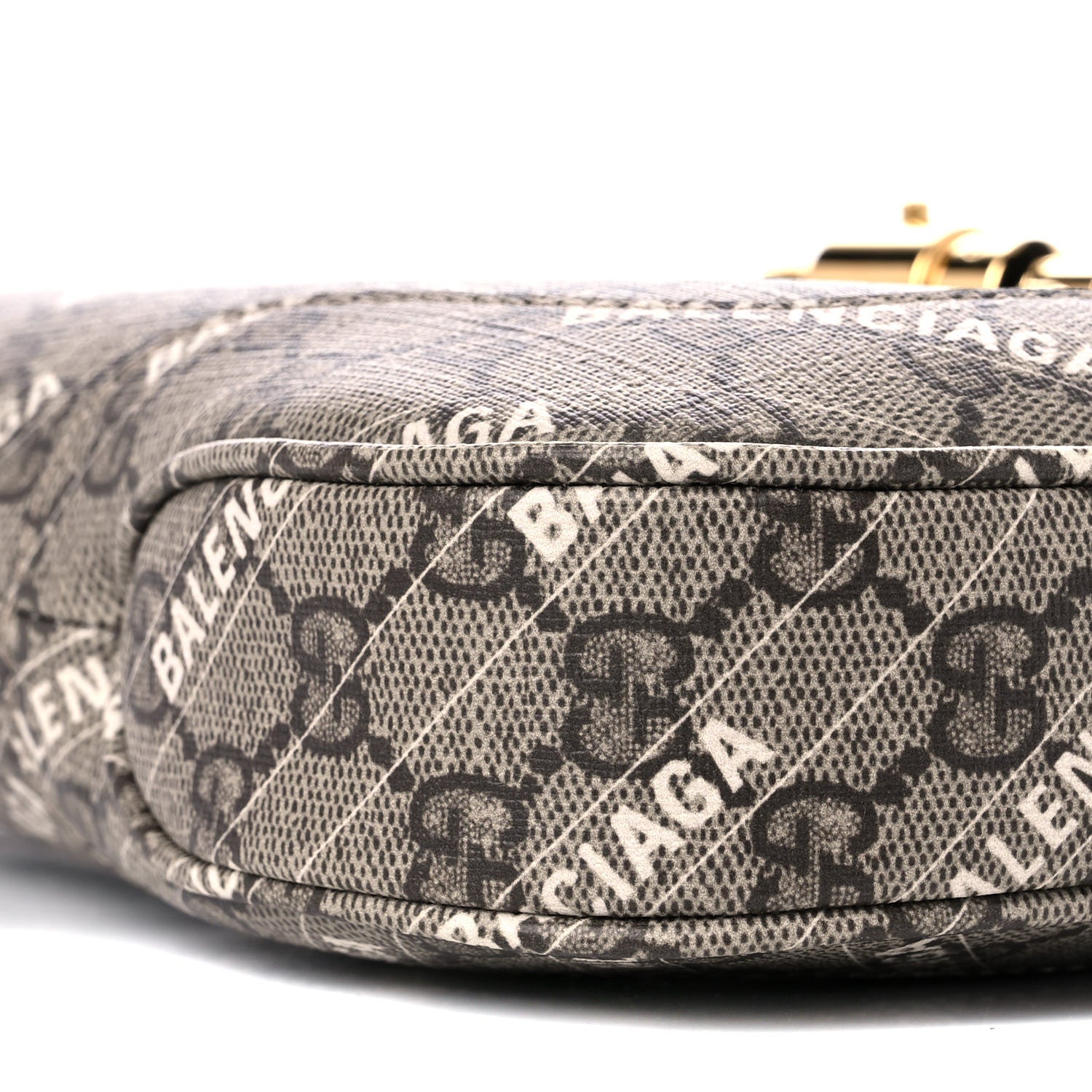 Gucci X BALENCIAGA GG Supreme Monogram Striped Logo Print Web Small Jackie 1961 Hobo Beige Ebony Mystic White 11 of 11