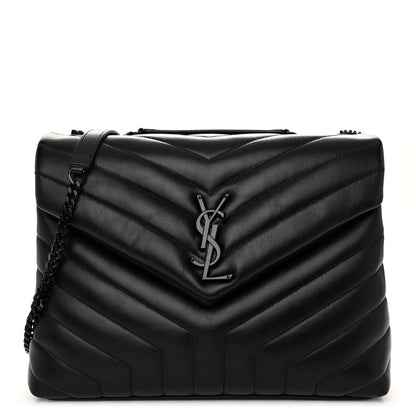 Saint Laurent Calfskin Y Quilted Monogram Monochrome Medium Loulou Chain Satchel Black 1 of 10
