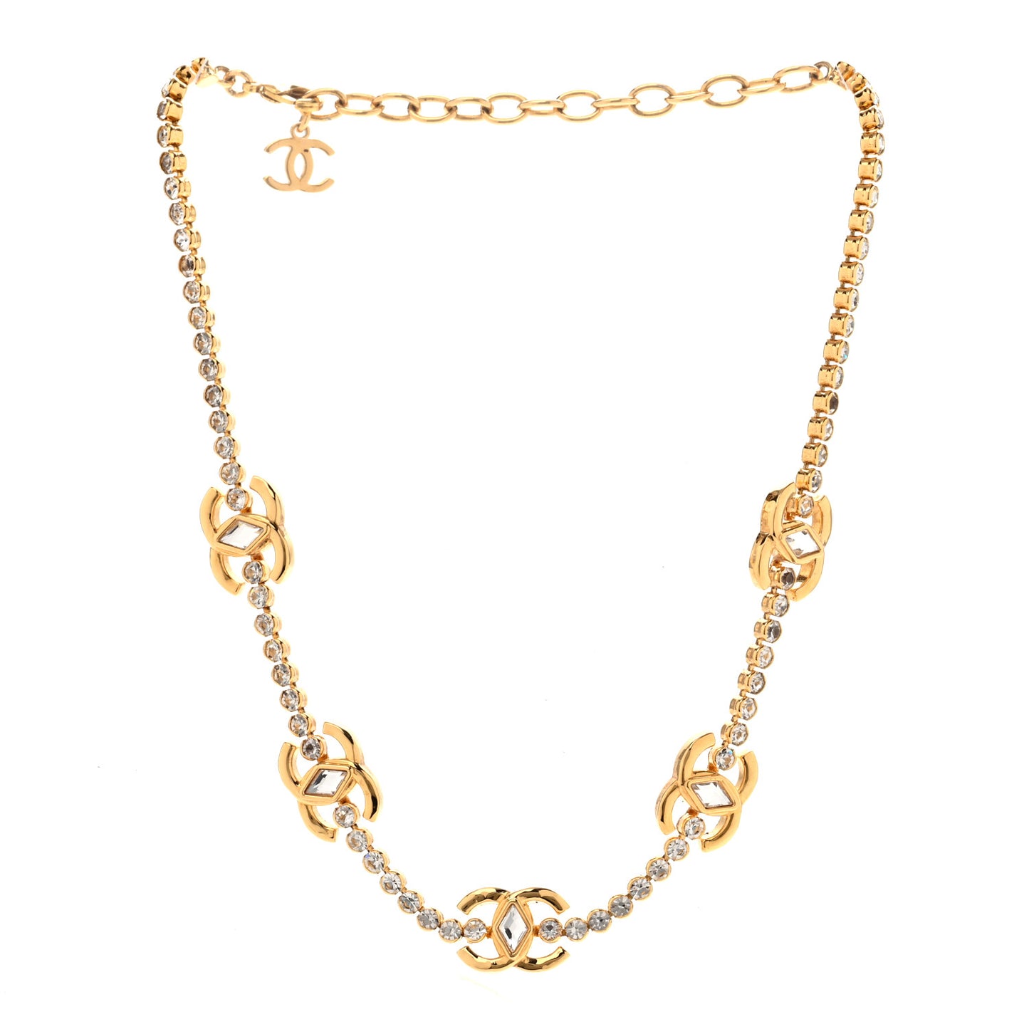 Metal Crystal CC Marquise Choker Gold