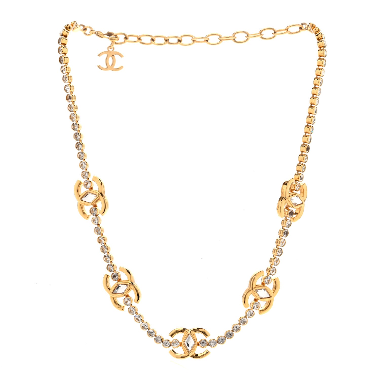 Chanel Metal Crystal CC Marquise Choker Gold 3 of 6