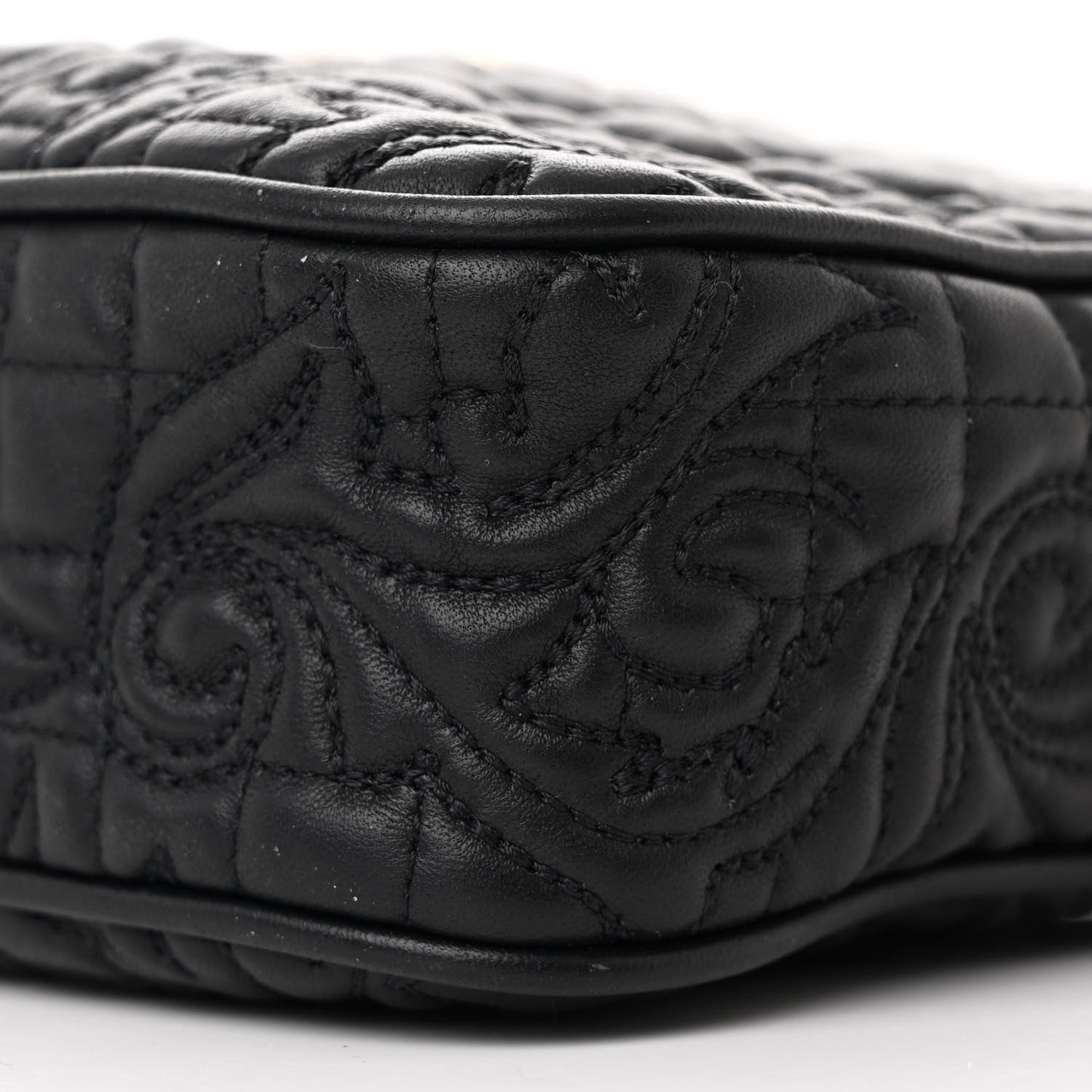 Nappa Barocco Quilted Vanitas Medea Chain Camera Crossbody Black