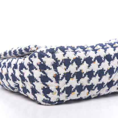 Chanel Tweed Quilted Maxi 19 Flap Ecru Navy Blue Multicolor 9 of 11