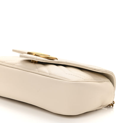 Gucci Calfskin Matelasse Super Mini GG Marmont Shoulder Bag White 10 of 11