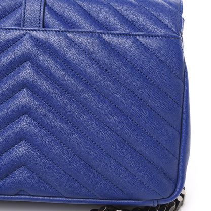 Saint Laurent Sheepskin Matelasse Chevron Monogram Medium College Bag Royal Blue 8 of 11