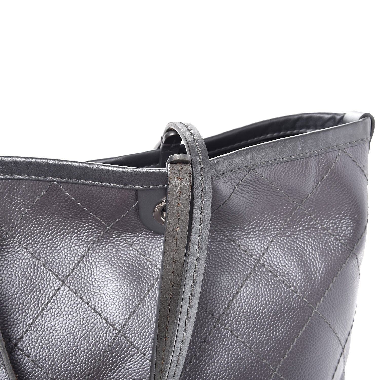 Chanel Metallic Grained Calfskin Shopping Fever Tote Silver 9 of 12