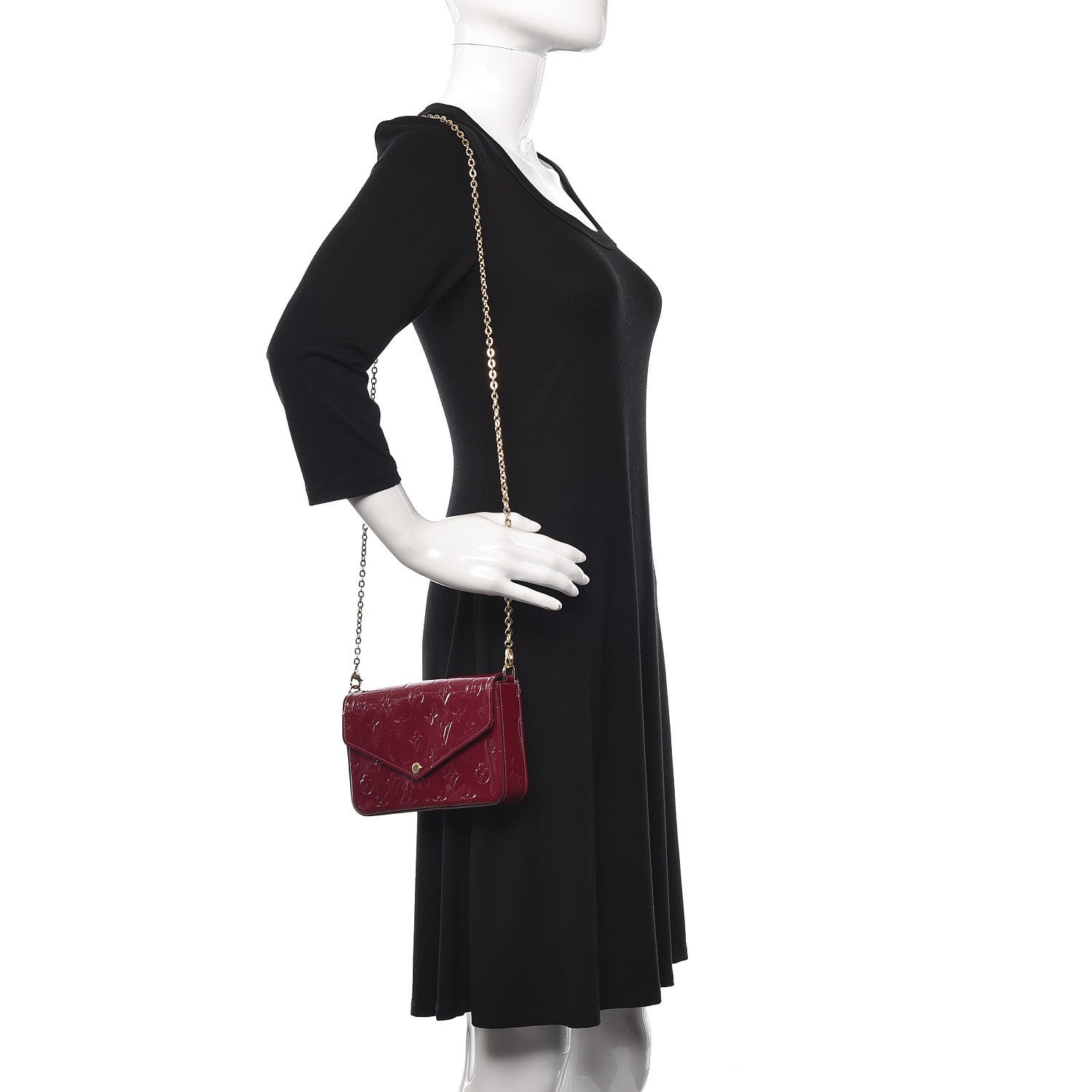 Louis Vuitton Vernis Felicie Chain Wallet Magenta 2 of 13