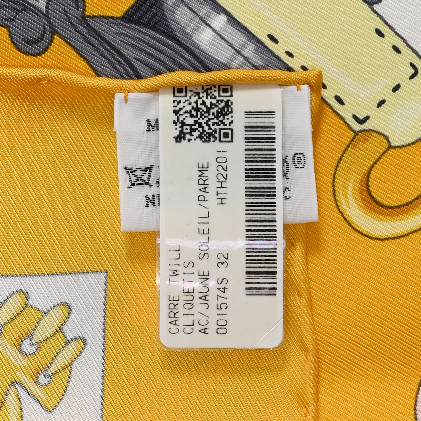 Silk Cliquetis Scarf 90 Jaune Soleil Parme